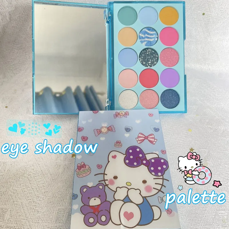 New Hello Kitty 15 Colors Cartoon Kawaii Eye Shadow Palette 3D Matte Cosmetic Girl Student Exquisite Life Supplies Birthday Gift