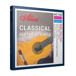Alice AC130 Guitarra clásica profesional cuerdas de Guitarra chapada en plata enrollada de cobre nailon transparente Normal alta tensión 6 cuerdas