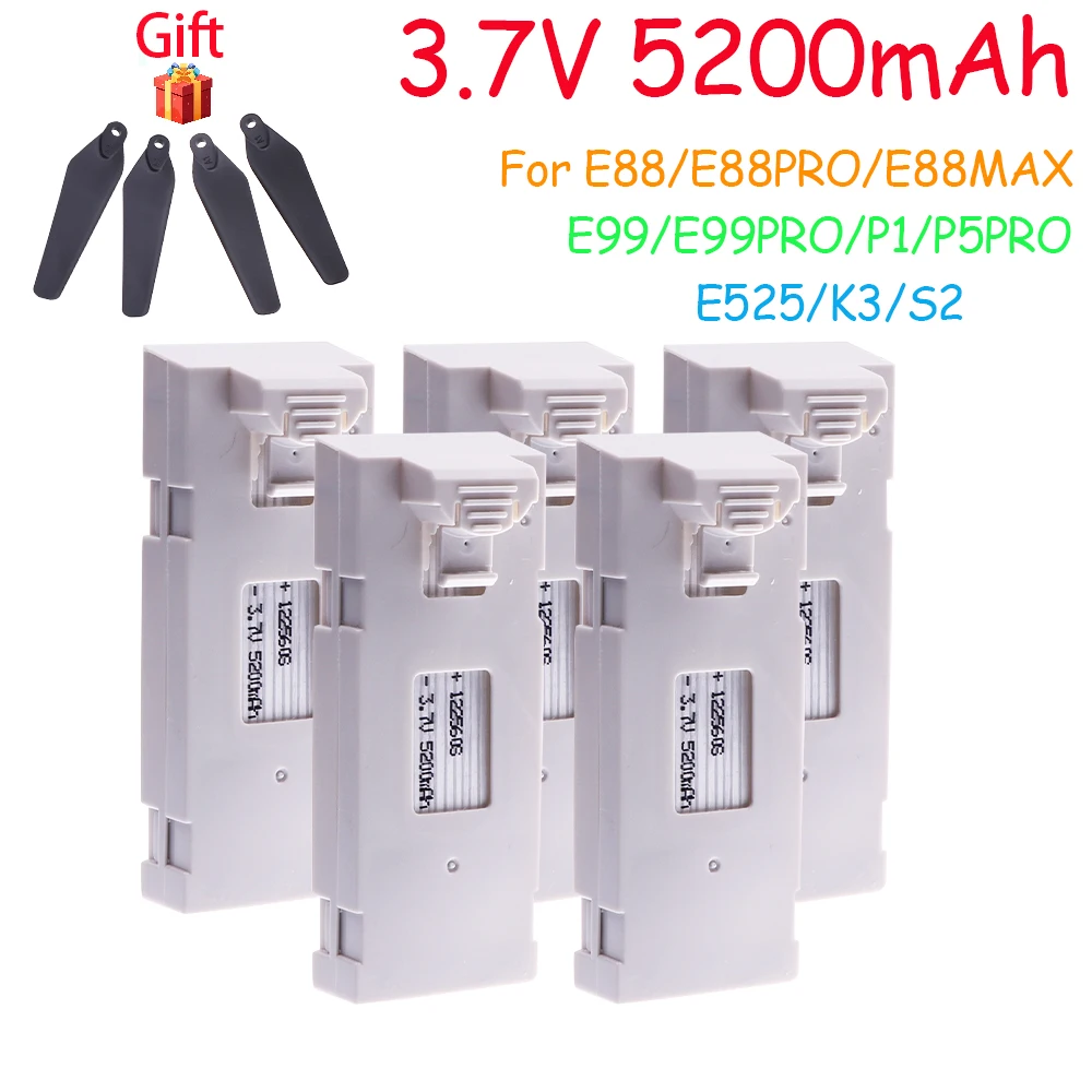 3.7V 5200Mah RC Drone Batteria Accessorio Per E88 E88PRO Ls-E525 E525 PRO K3 S2 P1 Mini Uav Drone Batteria Speciale 4000mAh Rc Parti