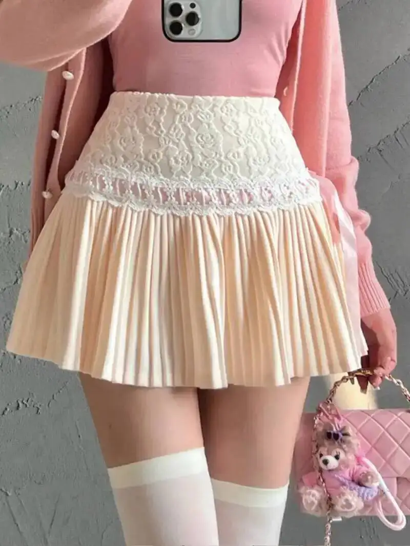 

Design Sense Pure Love Girl Розовая юбка-тортик Изысканная милая кружевная плиссированная юбка Короткая юбка Сладкие корейские женщины 2QEB