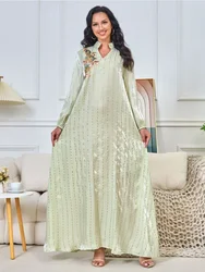 Abito da festa musulmano donna Abaya Eid Ramadan Diamond Floral Vestidos Largos Dubai Robe Jalabiya abito lungo marocco caftano 2024