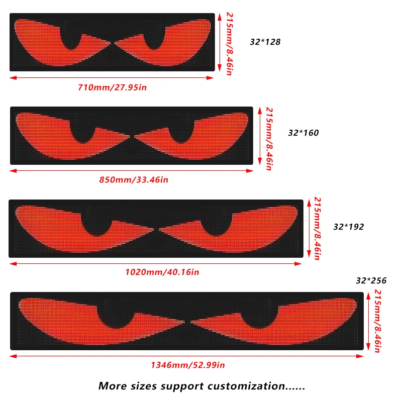 Truck Shop Car Window Flexible LED Display Screen Eye for truck APP Programmable Text Eyes Animated Flexible LED Digital Signage