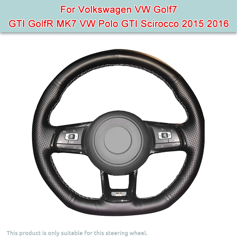 DIY Custom Napa Leather Car Steering Wheel Cover For Volkswagen VW Golf7 GTI GolfR MK7 VW Polo GTI Scirocco 2015 2016