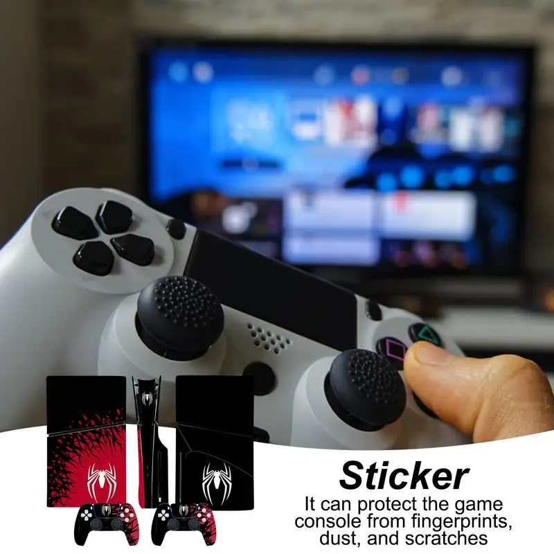 For PS5 Slim Disc Console Skin Stickers Controllers PVC Sticker Skin Decal Cover Protective Film Anti-Scratch Spider