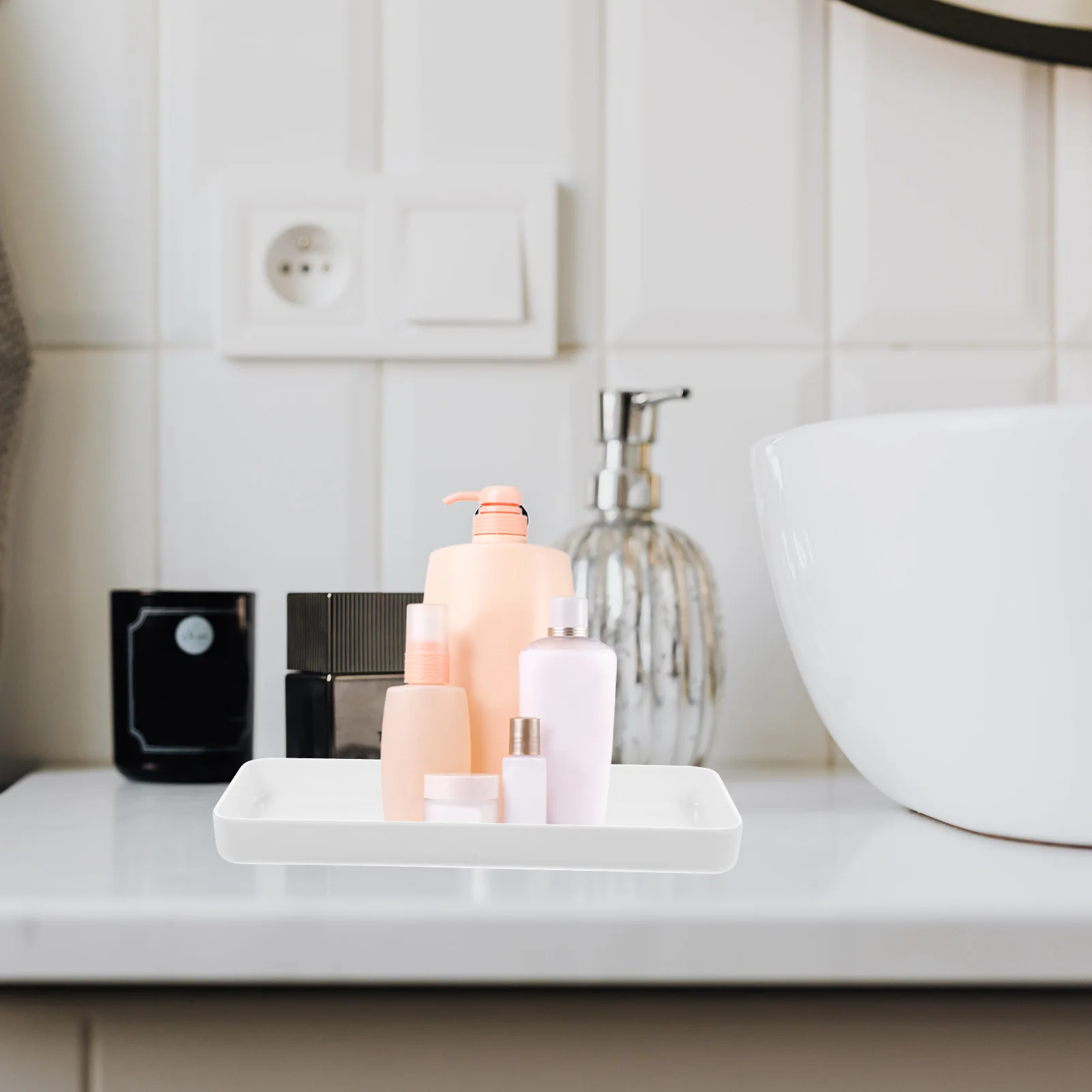 

Vanity Tray Bathroom Storage Plate Smooth Surface Organizer Desktop Organizing Tray Sundries Holder