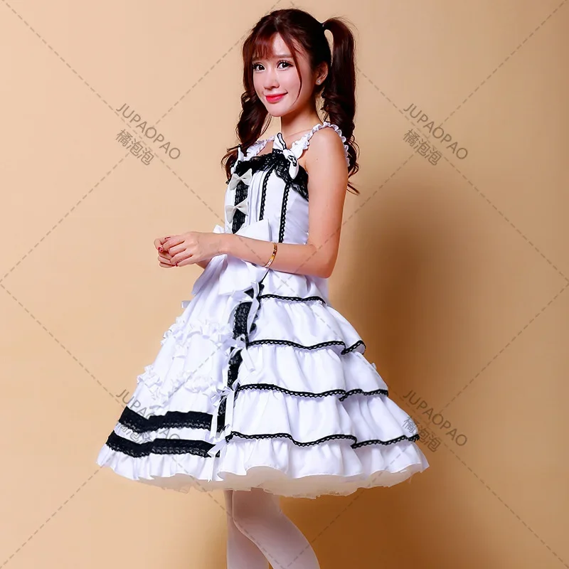 

Black White Tanks Lolita Style Dress Maid Suit Anime Cosplay Aesthetic Uniforms Woman Classical Style Kawaii Role Play Costume