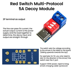 PD/QC Trigger Board Decoy Board Type-C Fast Charge Adjustable 5V 9V 12V 20V 5A High Speed Charger Power Delivery Boost Module