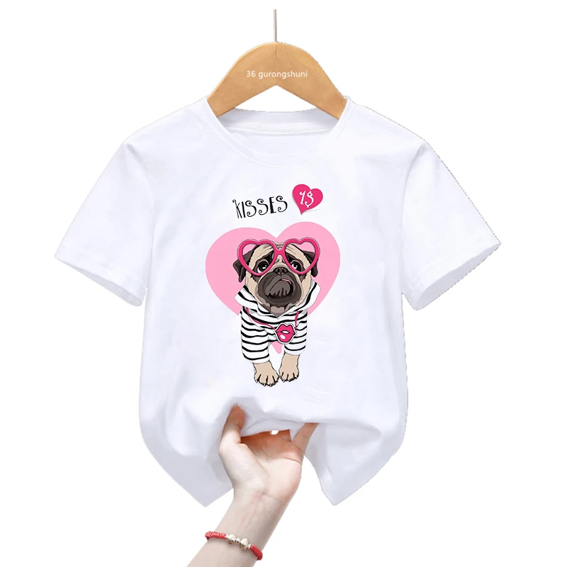 Cute Kids Clothes Pug Love Dog Animal Print Tshirt Girls/Boys Everyday I Love You More T Shirt Harajuku Shirt Summer T-Shirt