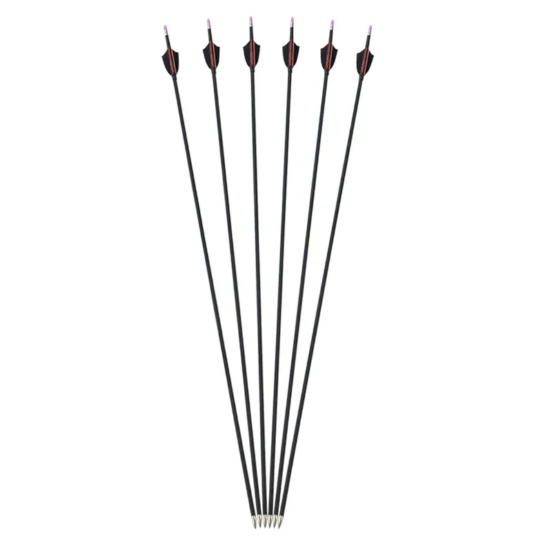 

6/12pcs 30‘’ Archery Carbon Arrows SP1000 Black Red 2" Turkey Feather OD6mm Fixed Arrowhead for Hunting Shooting Accessories