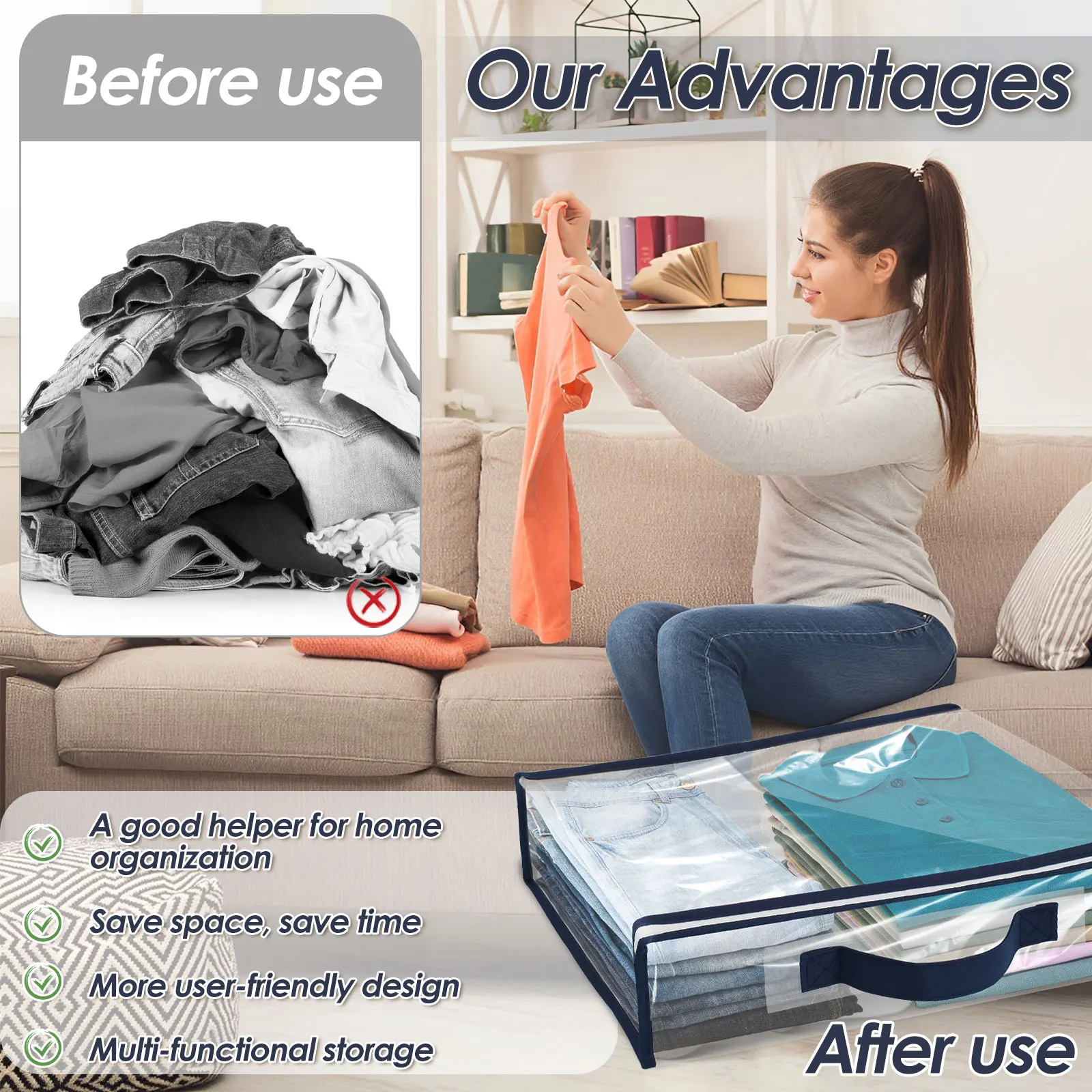 6/12Pcs Bed Sheet Storage Bags PVC Waterproof Clothes Blankets Packing Box Waterproof Dustproof Clear Zippered Pillow Bedding view 5