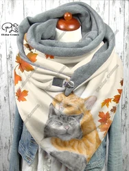 3D printed animal series cute kitten pattern warm shawl scarf spring and winter large triangle scarf casual gift M-1