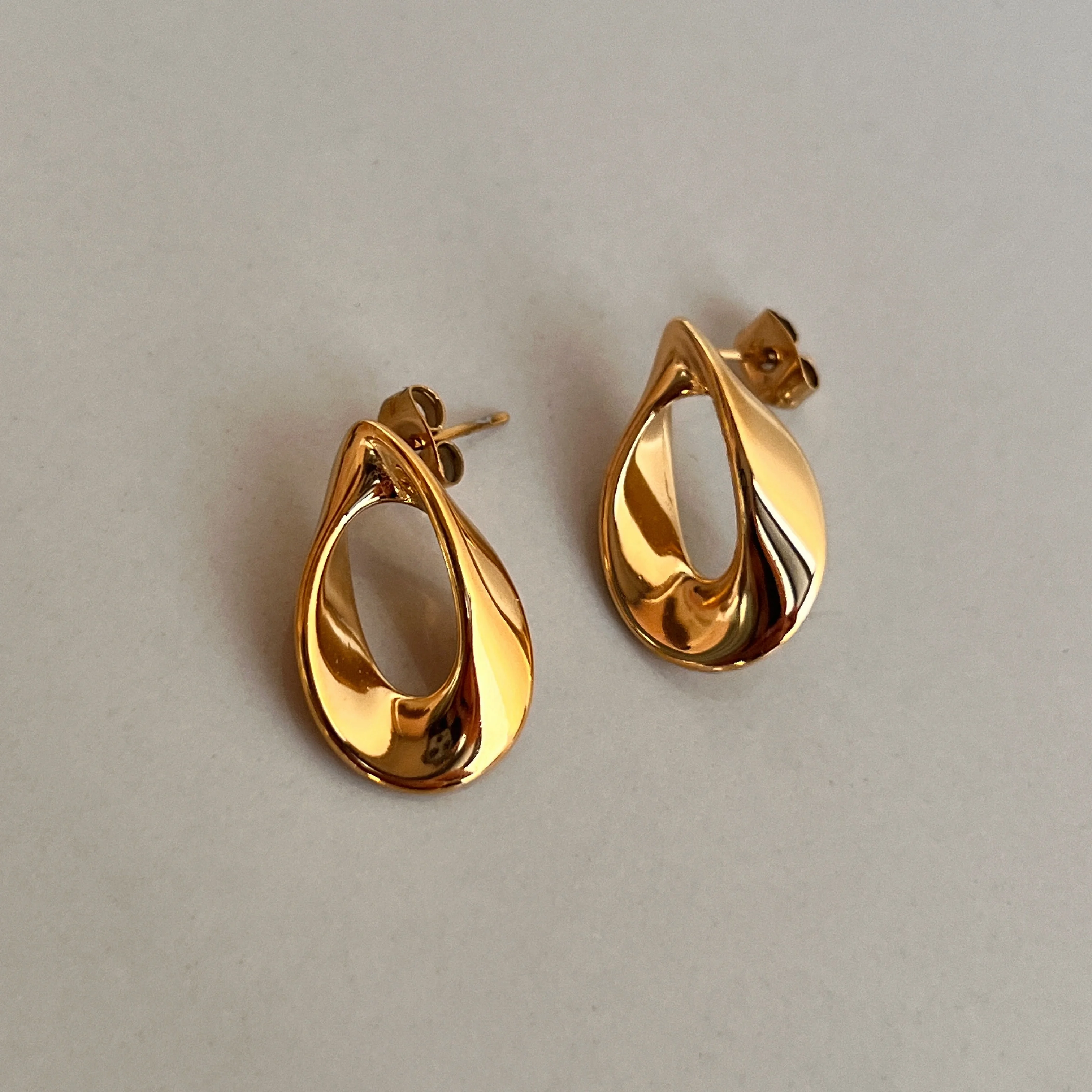 DASEIN 2025 New Stainless Steel Vintage Irregular Oval Drop Earrings for Women 18k Gold Plated Unique Hypoallergenic Jewelry