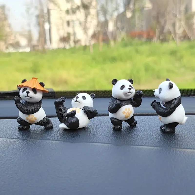 4Pcs/set Cartoon Kung Fu Panda Car Decoration Popular Toys Souvenir Fairy Garden Miniatures Action Figures Desktop Home Decor