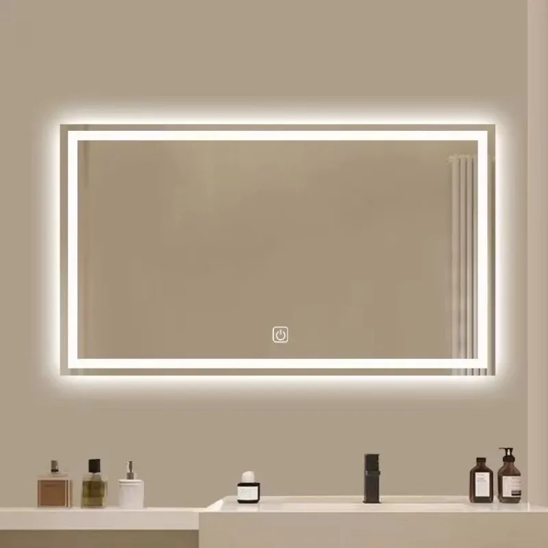 

60X90cm Rectangular Smart Bathroom Mirror Toilet Toilet Makeup Mirror Wall Hanging Anti-fog Mirror with Light