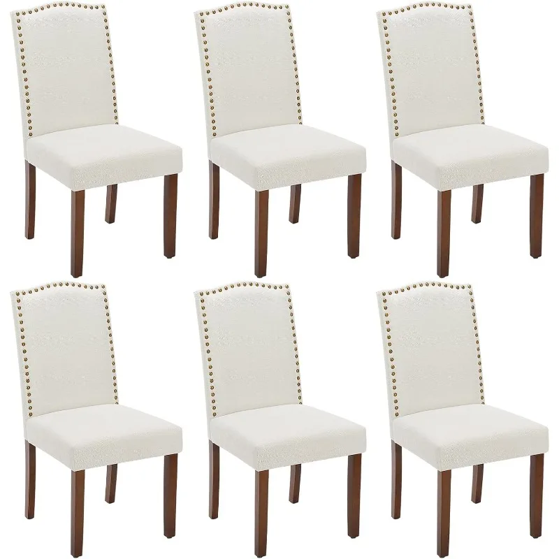 Dining Chairs Set of 6, Upholstered Fabric Kitchen Room Chairs Mid Century Modern High-End Dining Room Side Chairs