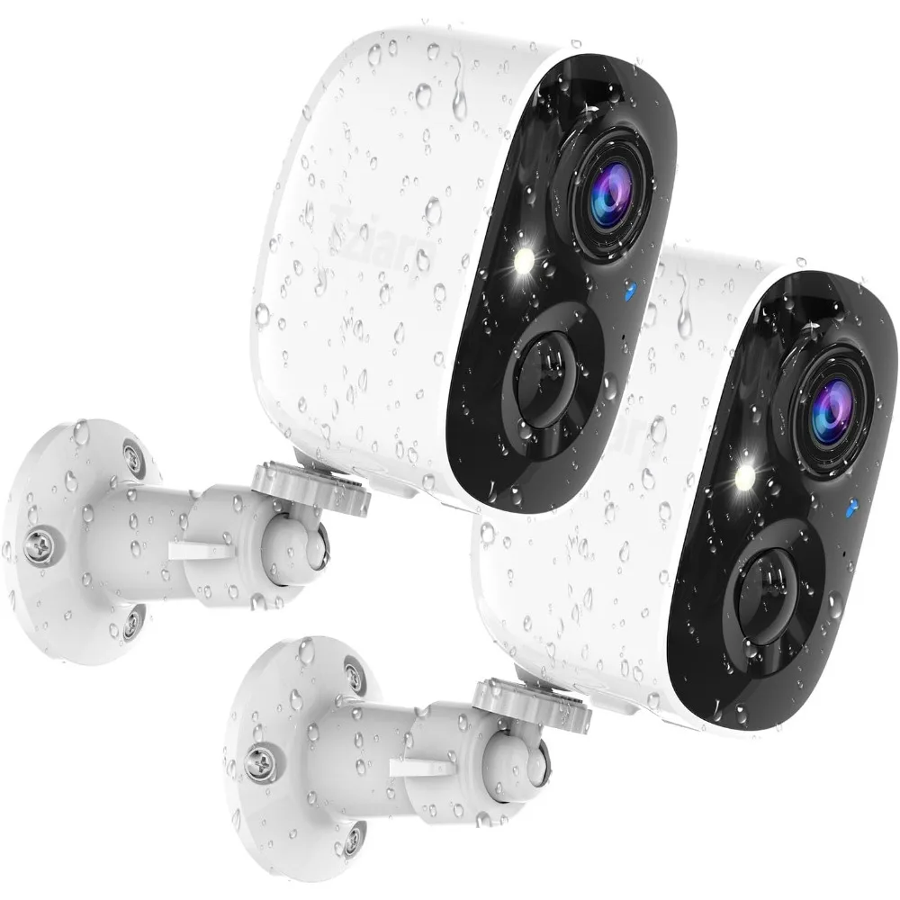 2 Pack Outdoor and Indoor Security Cameras: AI Motion, Night Vision, Siren Alarm with SD/Cloud Storage