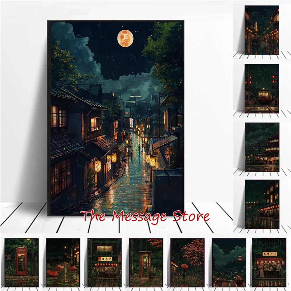 Japanese Lifestyle Shop - Rainy Night Cherry Blossom Japanese Night