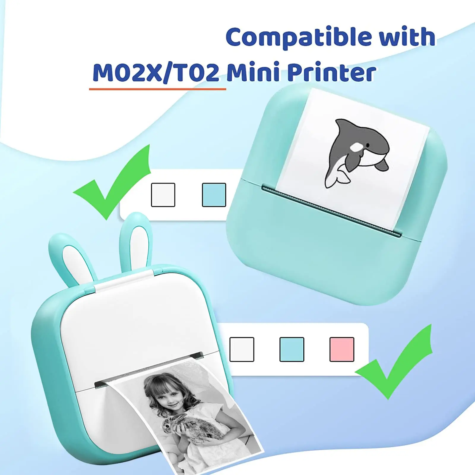 Phomemo T02 Mini Pocket Printer Paper Thermal Printing Paper 53mm 50mm Sticker Paper Non/Self-adhesive Printer Paper 3 rolls/box