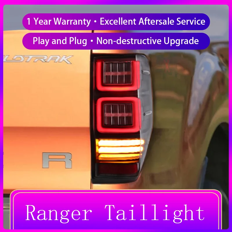 Auto Taillights For Ford Ranger 2012-2018 Tail Light DRL Rear Lamp Turn Signal LED Modified Dynamic Dynamic Car Auto Accessories