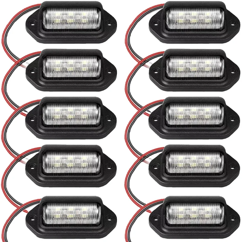 

10Pcs 6 LED Car License Number Plate Light Universal Car Truck Bus Motorcycle License Plate Light Safety Driving Lamp Light 12V