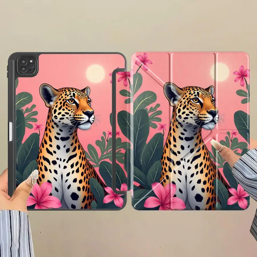 

Panther Rose Flower Holder Cover Tablet Case For iPad Pro 11th 10th 9th 8th 7th 12.9inch Pro 2025 Mini 6 7 Air 4 5 M3 M2 1 2 M4
