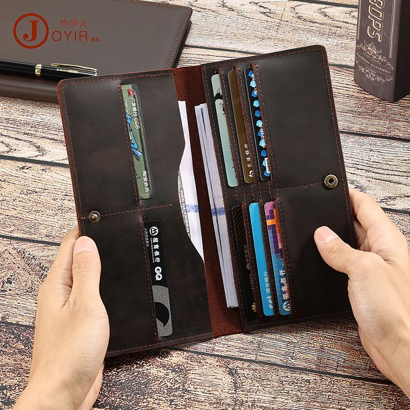 

Crazy Horse Leather Vintage Men's Wallet Long and Simple Thin Clutch Men's Genuine Leather Multi-Card-Slot Wallet Cross-Border N