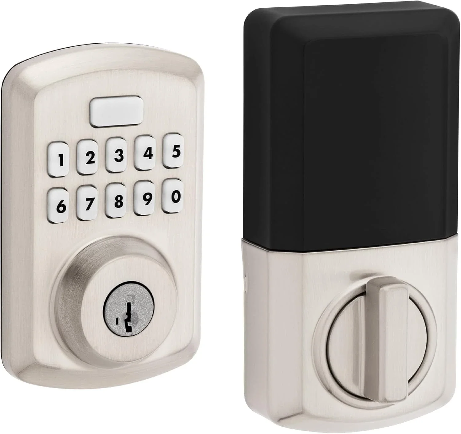 

250 10-Button Keypad Satin Nickel Transitional Electronic Deadbolt Door Lock, Featuring Convenient keyless Entry