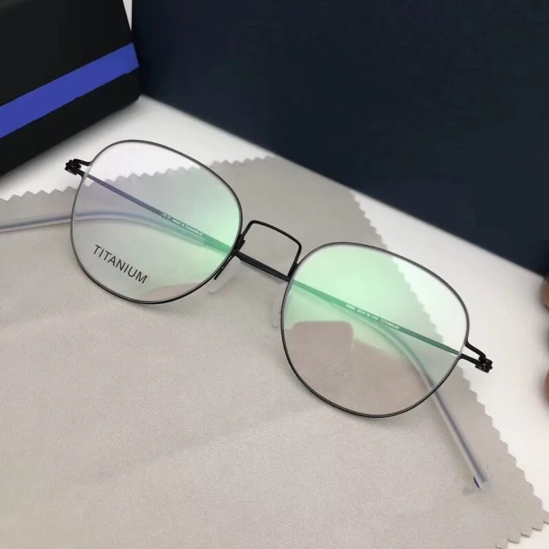 Denmark Brand Retro Round Titanium Gasses Frame Men Women Screwless Light Oval Eyewear Myopia Optical Prescription Eyeglasses image 2