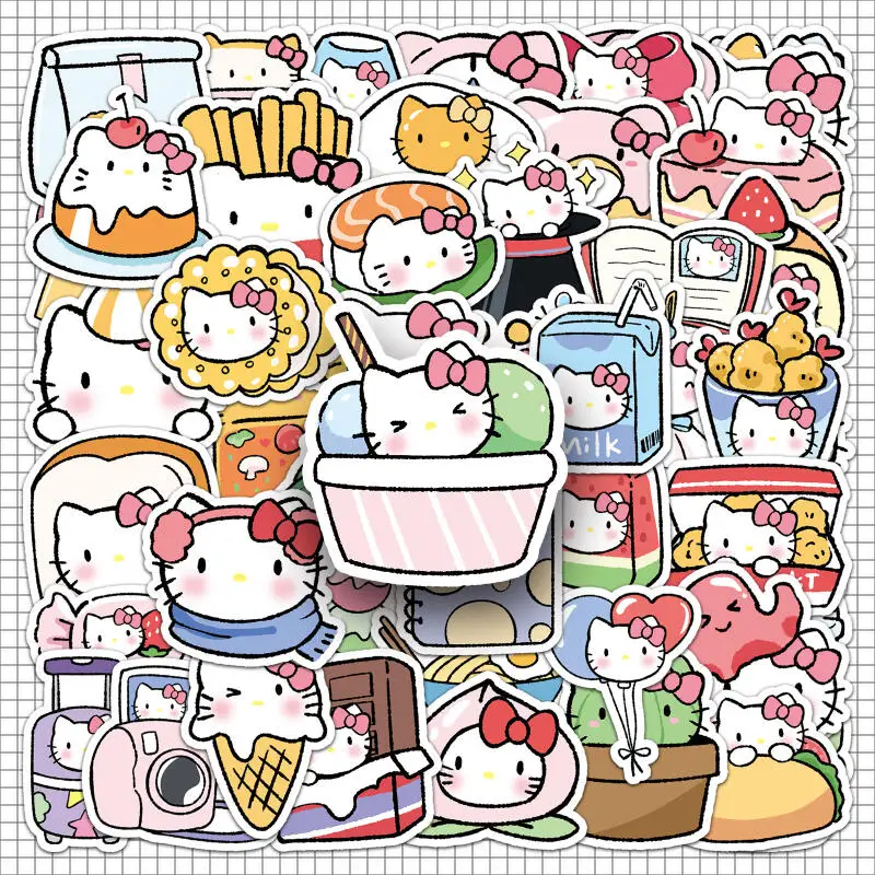 

50 шт. Sanrio Hello Kitty мультфильм личность граффити еда сцена жизни наклейка чехол для мобильного телефона скутер Diy украшение подарок для девочки
