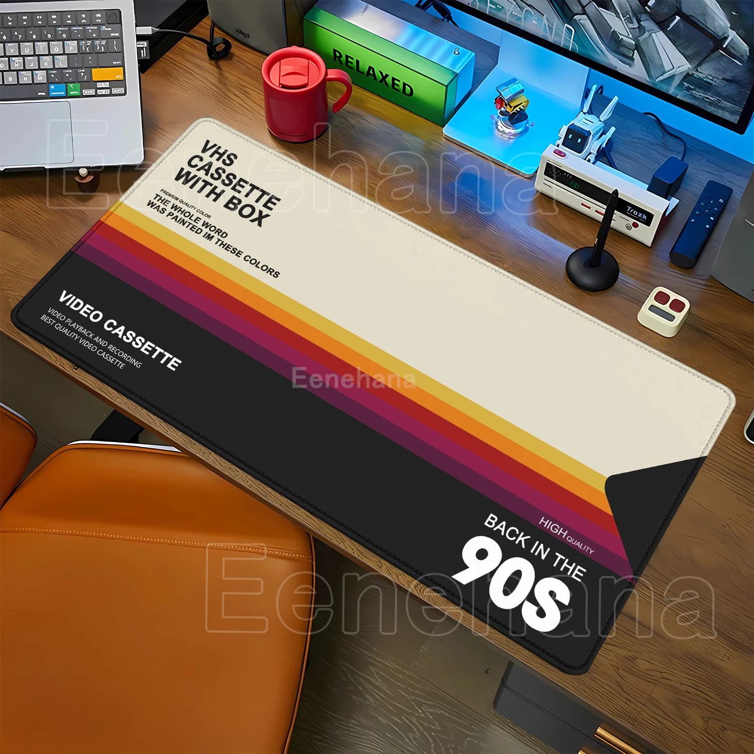 Mousepad New Retro VHS Style Suture Edge Keyboard XXL Mouse Pad Gamer offices accessories Large Game overlock 400x900mm desk mat