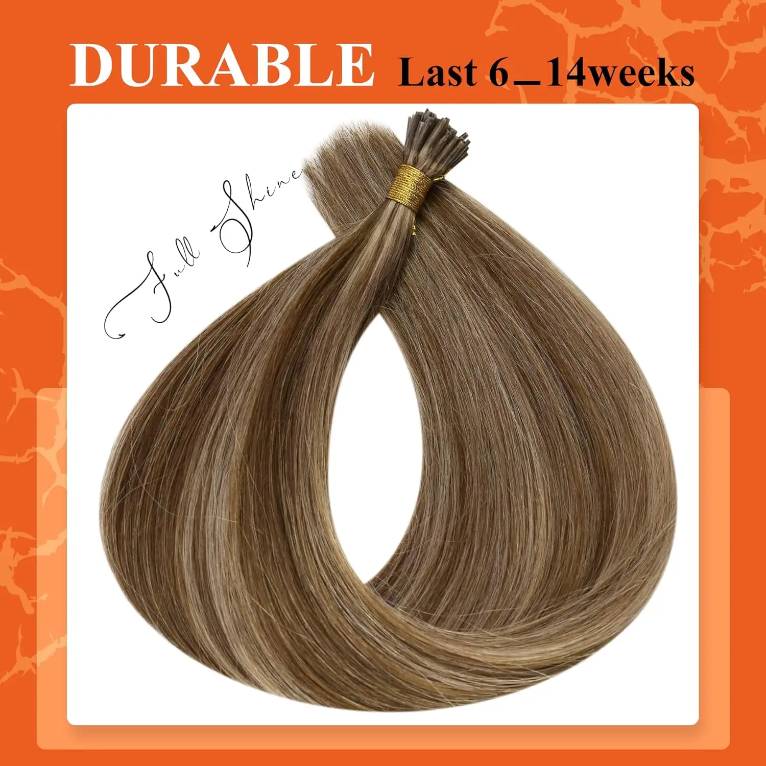 Full Shine-Extensions de cheveux humains pré-collés pour femmes, Stick Tip, KerBrian, Remy Hair, Straight Hair, I Tip, 40 g