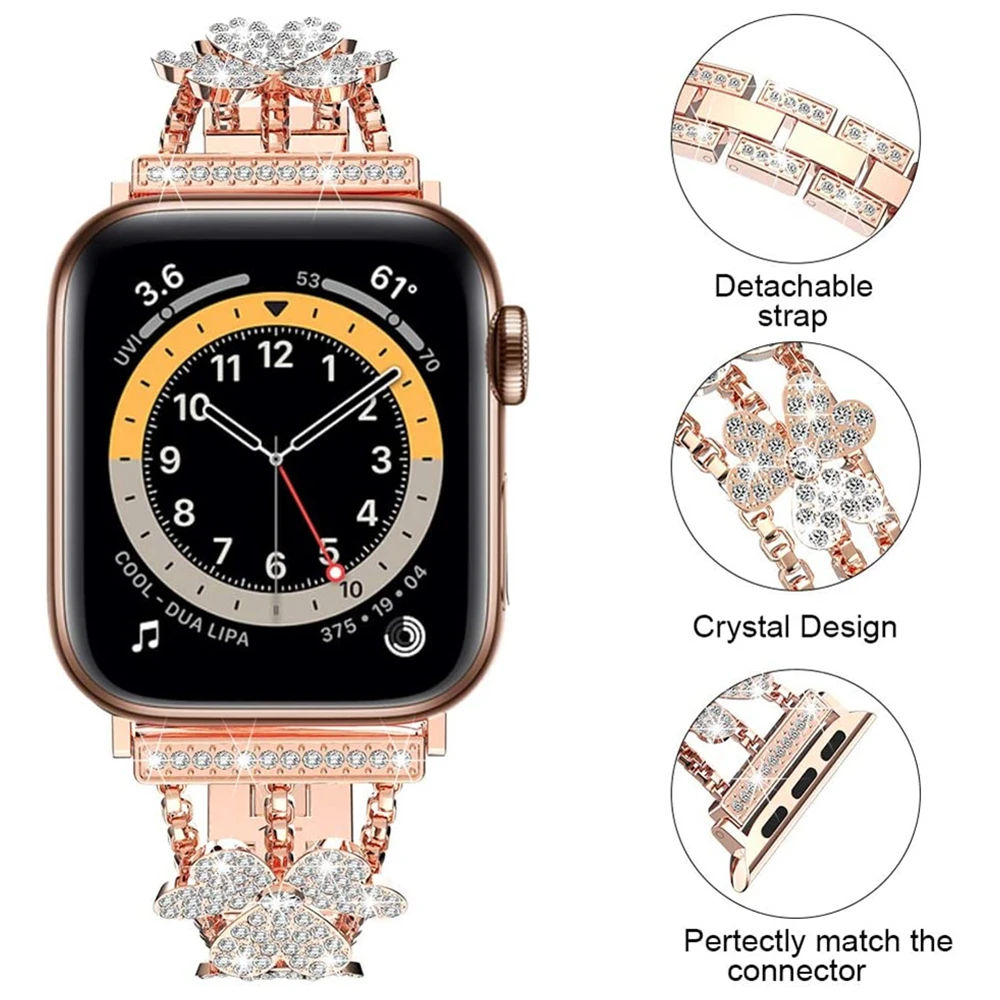 

For apple watch se 40mm 44mm women bling band Bling Diamond Steel Metal Bracelet for iwatch 6 5 4 3 38mm 42mm strap Girls correa