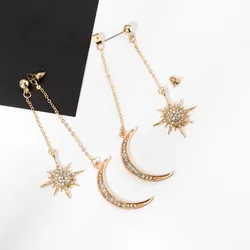 New Crystal Moon And Star Drop Earrings for Women
