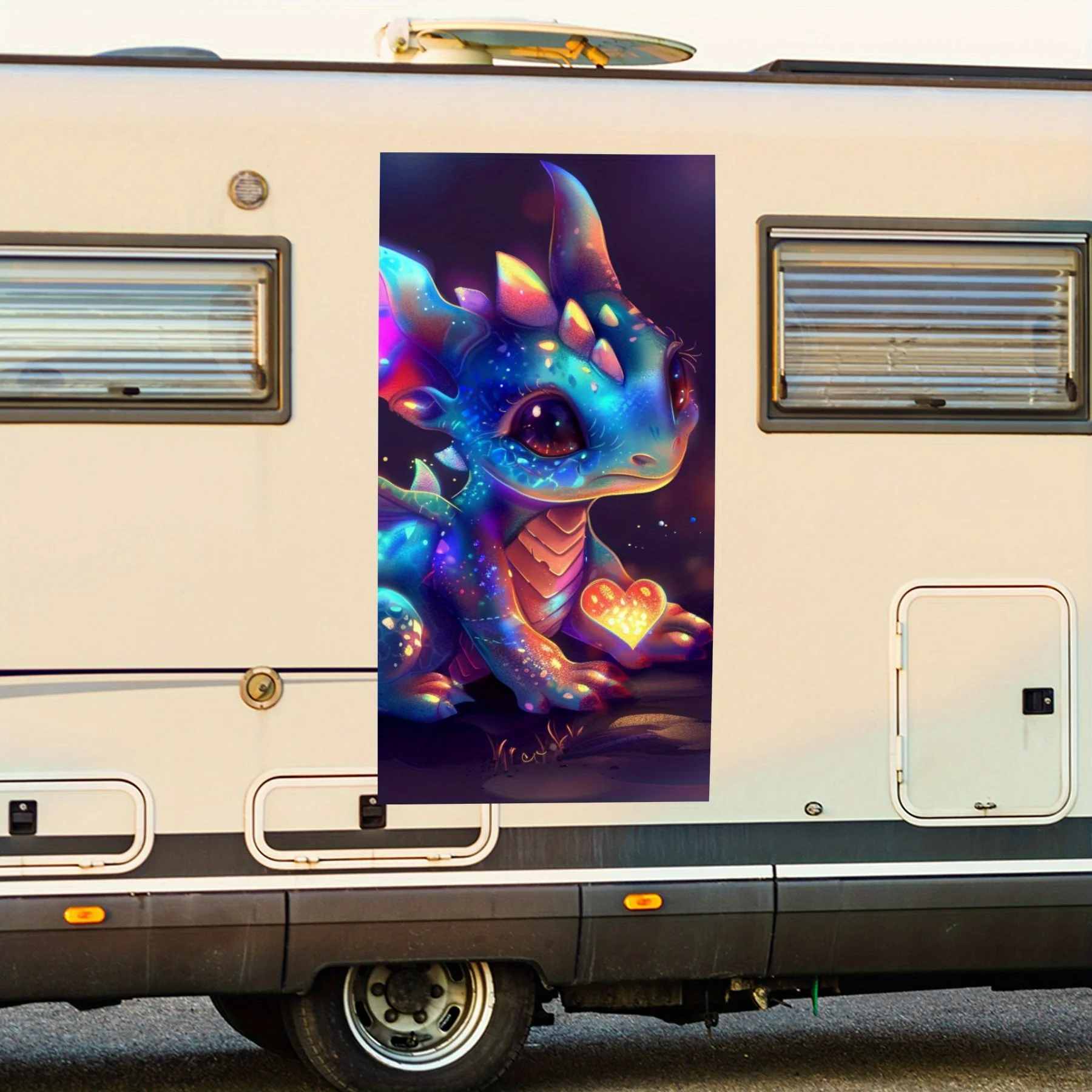 

Милый дракон со светящимся сердцем, наклейка ArtCar, виниловая наклейка на сторону моторики дома, водонепроницаемая самоклеящаяся виниловая наклейка