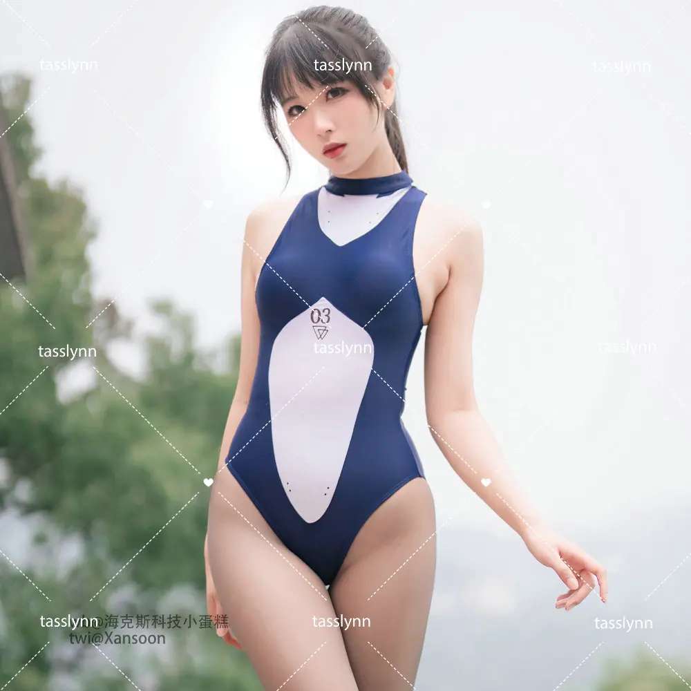 

Japanese Swimsuit Mobula Cosplay Costume Sexy Sukumizu for Women Blue Summer Blue Sexy Bodysuit