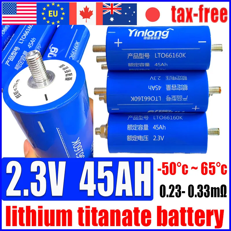 

100% original Yinlong 2.3v 45ah lithium titanate battery 10c lto 66160K DIY 12V 24V 48V rv grade a speaker car starter battery