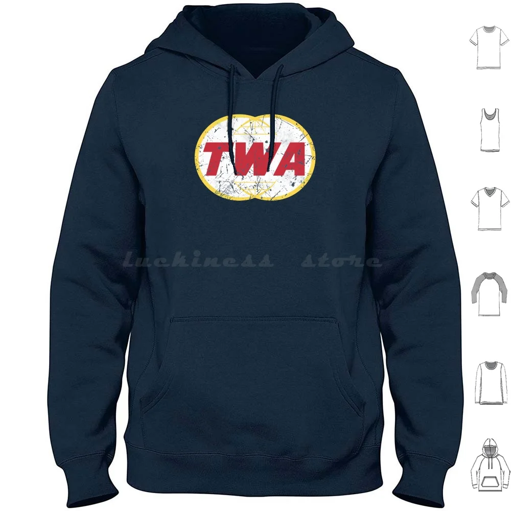 Twa Aviation Vintage Logo Hoodies Long Sleeve Twa Aviation Vintage Logo Company Iconic Distressed Cool American Howard