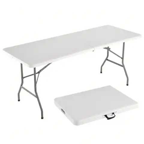4FT/6FT Plastic Folding Table, Shooting Table, HDPE Portable Picnic Table Outdoor, For Camping, Party, Picnic, With Lock, Handle