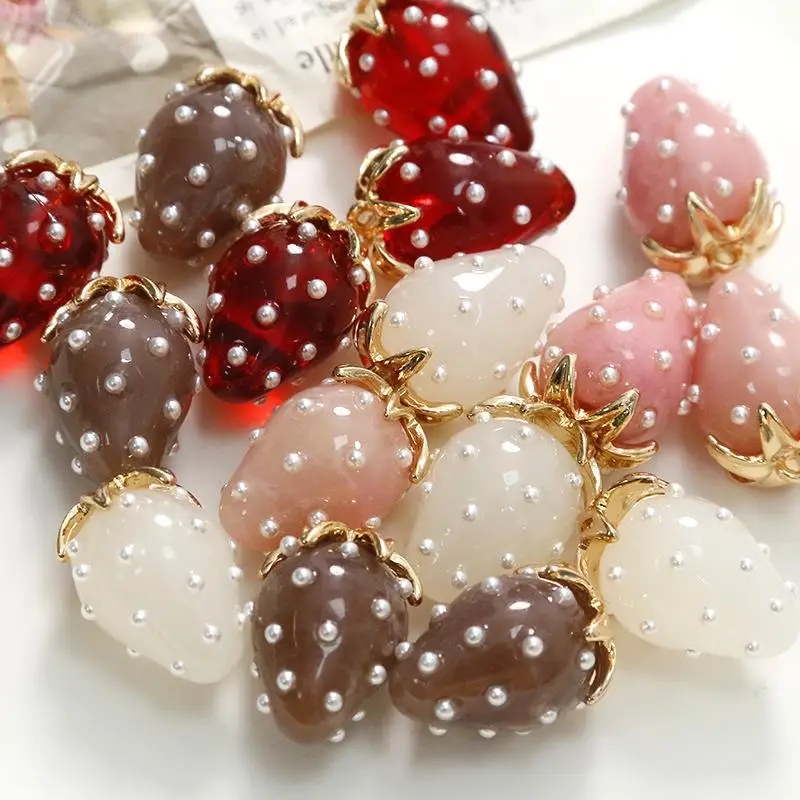 Chic Strawberry Resin Charms for DIY Jewelry Enhance Your Earrings and Hairpin Designs