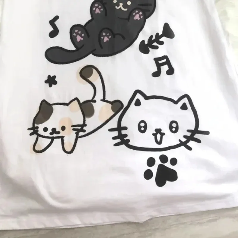 Japanese Patchwork Women Off Shoulder Graphic T Shirts Kawaii Cute Cartoon Print T-shirt Top Summer Y2k Aesthetic Grunge Tees