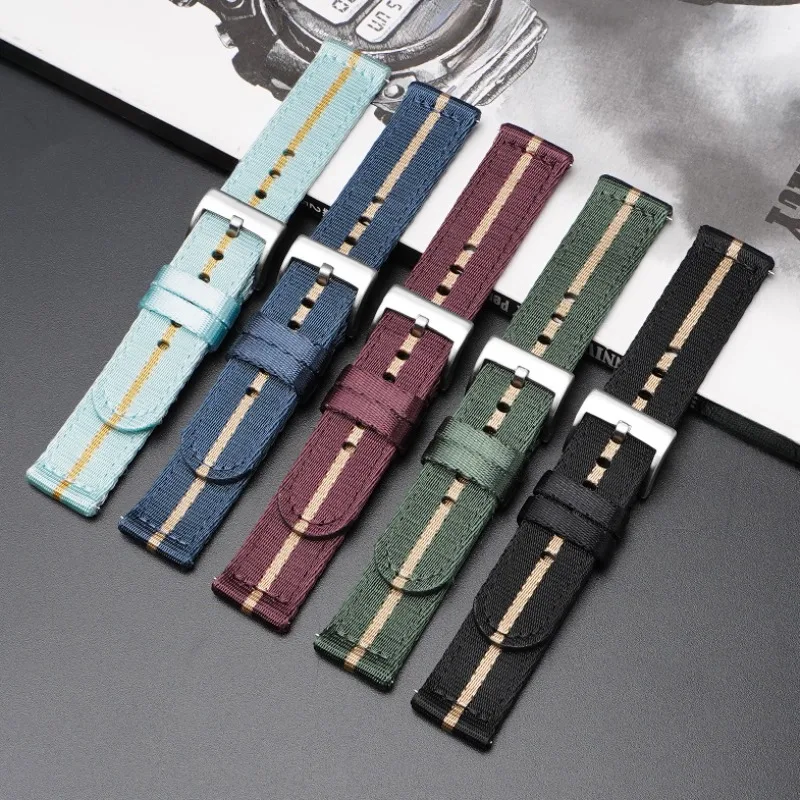 18mm 20mm 22mm 24mm Woven Nylon Watch Straps for Omega for Seamaster 300 Bands Quick Release Men Sports Bracelet for Seiko Belts