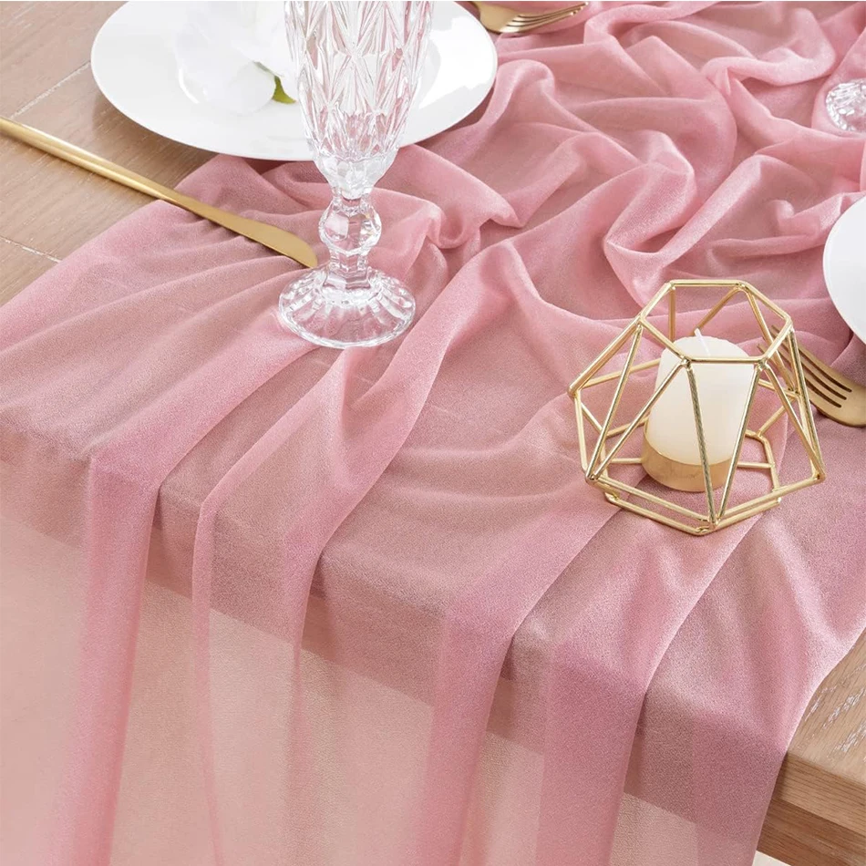 Sage Crysta Gauze Luxury Wedding Table Runner,Light Elegant Farmhouse Decor,Perfect for Party Birthday Banquets Arches Cake