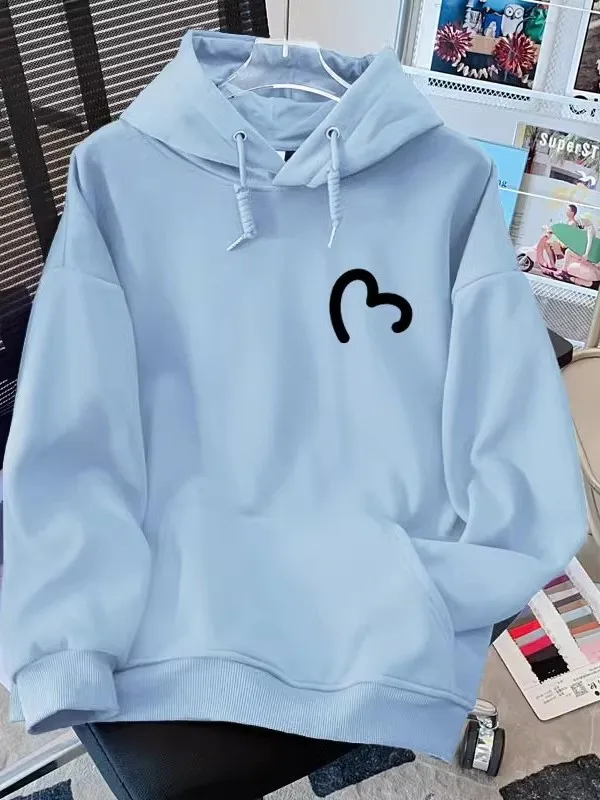 

Women's Hoodie Sweatirt Thiened Fce Loose Fit Autumn Winter Faion Outerwear Top Blue New Arrival 2025