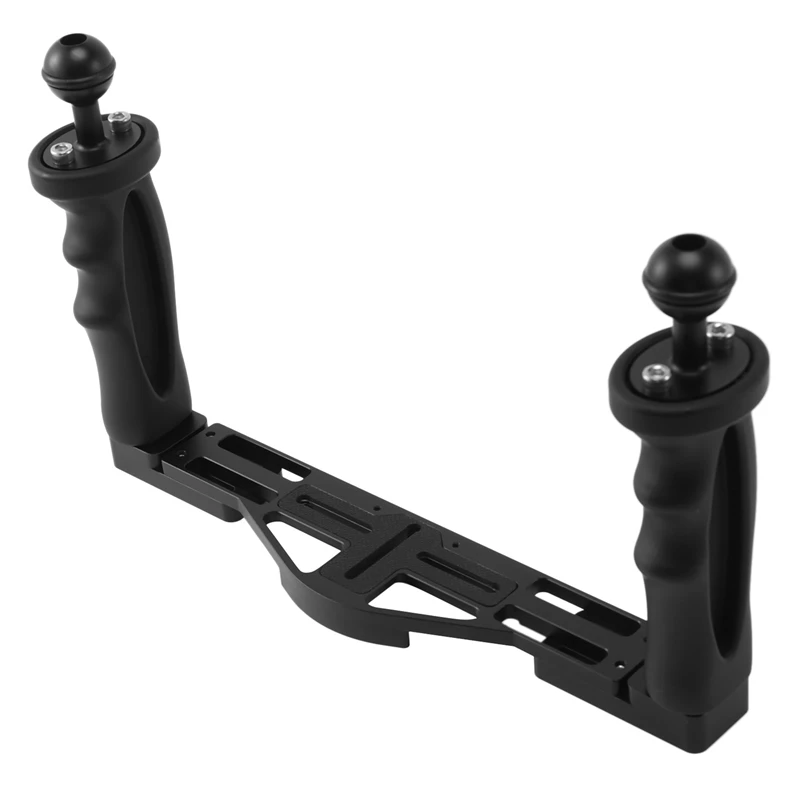 듀얼 핸드헬드 스태빌라이저 다이빙 수중 카메라 하우징 트레이, 더블 핸들, 방수 그립, 돔 포트 케이스, 2X, 신제품