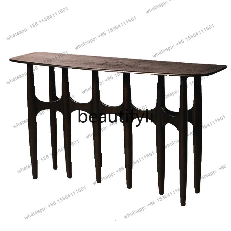 Nordic oak black open lacquer porch table Italian minimalist creative light luxury designer dining table