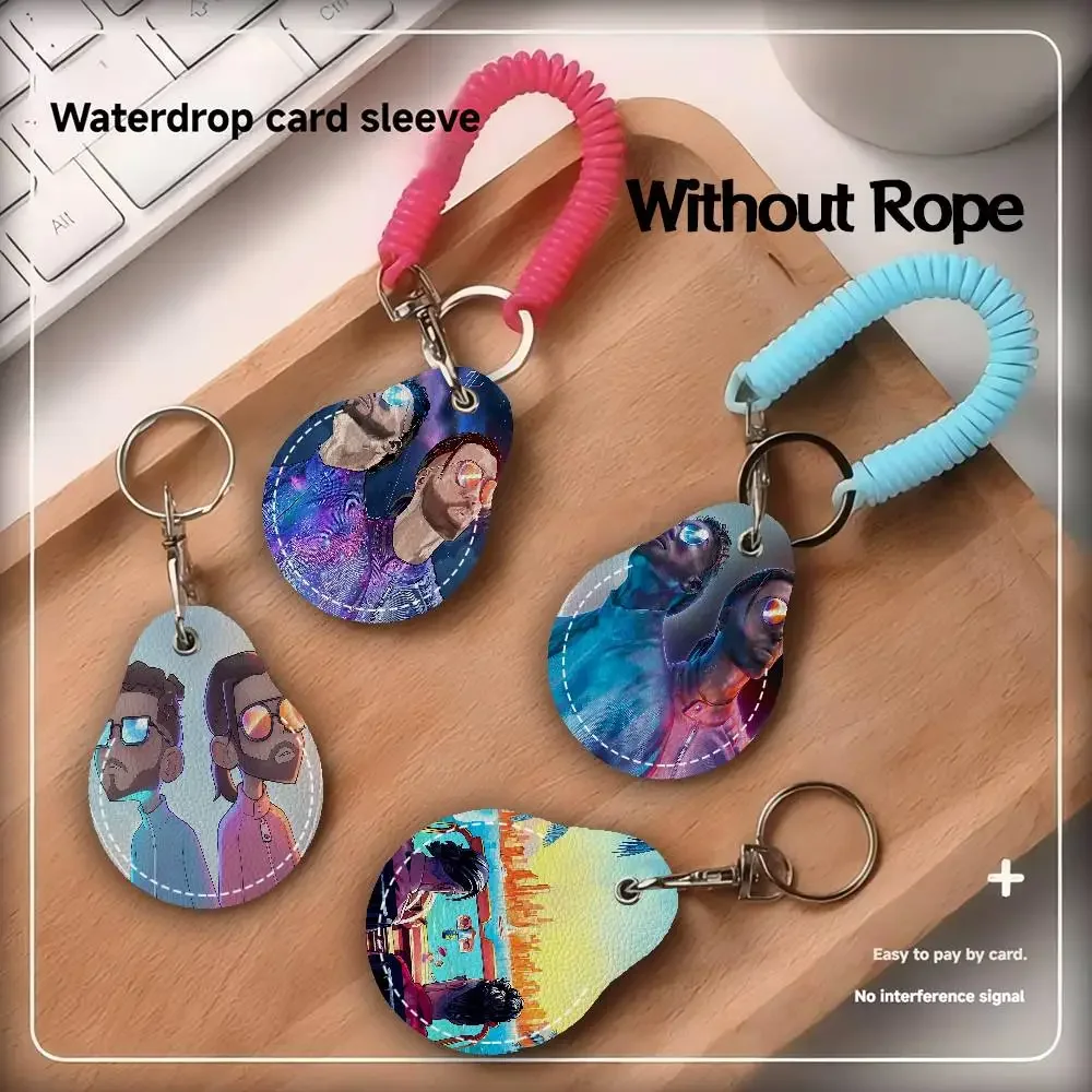 PNL QLF Rapper Singer Women Mini PU Leather Case Keychain Access Card Bag Key Tag Ring Mini Badge Key Ring Door Lock Tags