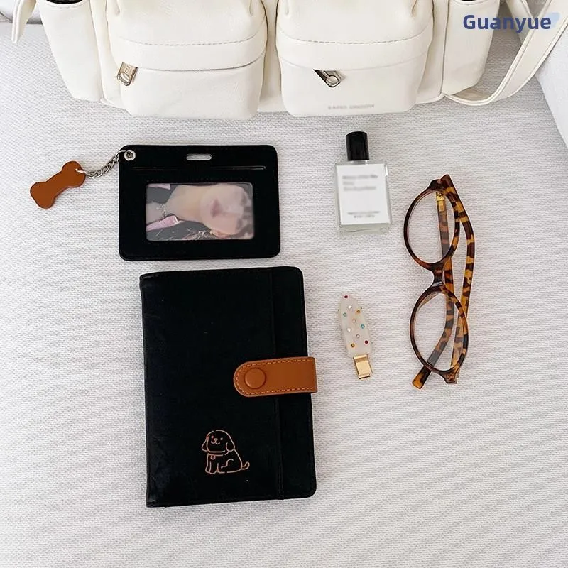 Cute Dog Passport Holder Travel Document Card Wallet Storage Protection Cover Bucket Shape Soft PU Leather Functional Bag view 3