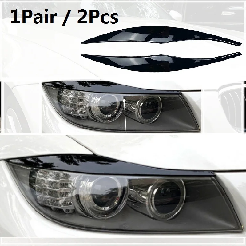 2pcs ABS Plastic Car Stickers Headlight Eyebrows Eyelid Trims for BMW 3 Series E90 E91 Sedan/Touring 2005-2011 06 07 08 09 2010