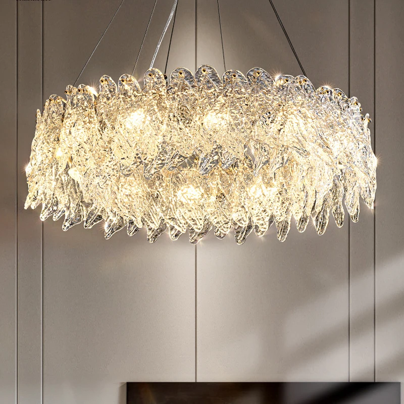 lustre de teto moderno decoracao interior quarto jantar sala estar luzes pingente luxo petala vidro luminaria led 01