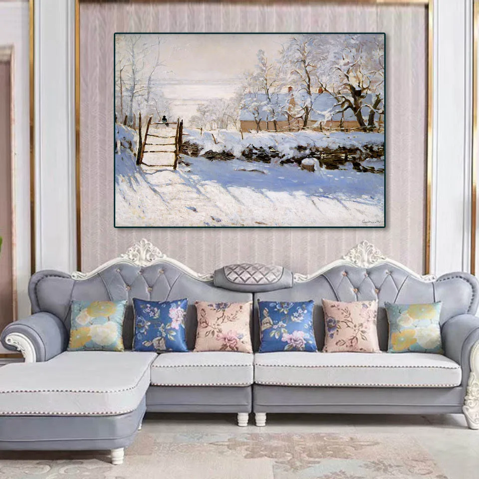 

Claude Monet The Magpie Hand-Painted Oil Painting Reproduction Famous Impressionist Landscape Artwork for Living Room Wall Decor